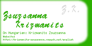 zsuzsanna krizmanits business card